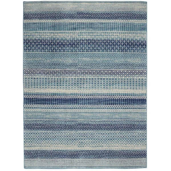 Palacedesigns 4 x 6 ft. Navy Blue Ornate Stripes Area Rug PA3667949 - main